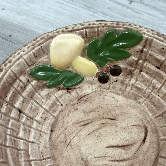 Byron Molds Ceramic Mushroom 1971 Hand Painted Vintage Cottage Textured Bowl - Picture 3 of 10